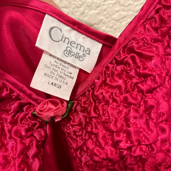 Cinema & Etoile Pink Strappy Sleep Shirt Satin Top Lingerie Vintage Women Size L - Picture 8 of 10